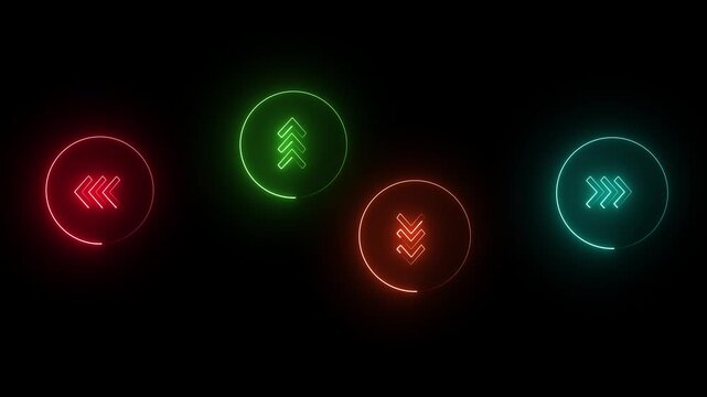 Futuristic Neon Direction Arrows Motion Graphics on Black Background