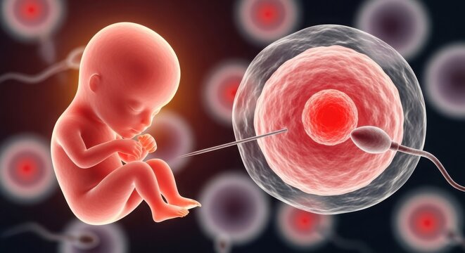 Fetal development and conception stages visualized fertilization to embryo growth illustration