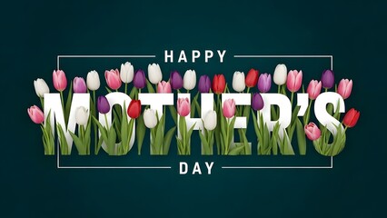 Obraz premium Happy mother's day greeting with colorful tulips