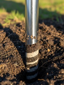 Analyzing soil composition using a core sampler in a cultivated field