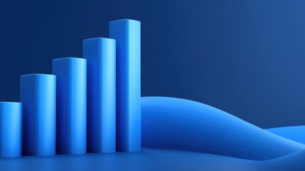 Abstract representation of growth with blue bars against a smooth gradient background illustrating business success and financial progress in modern design