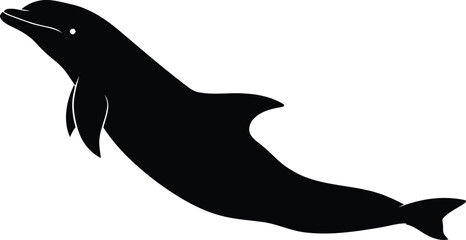 Obraz premium Black Dolphin Swimming on White Background