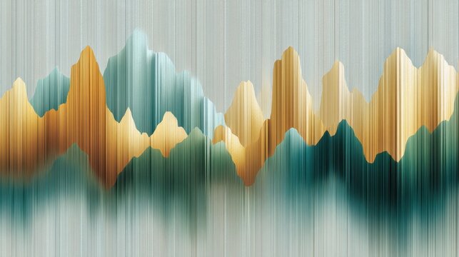 Abstract color waves with vertical lines depicting sound energy, dynamic patterns in vibrant orange, teal, and soft cream tones for modern design projects - Powered by Adobe