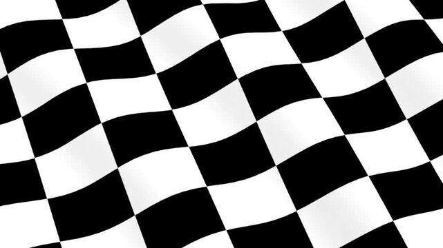 A distorted black-and-white checkered field ripples with a curved, 3D perspective. swerving shadows!