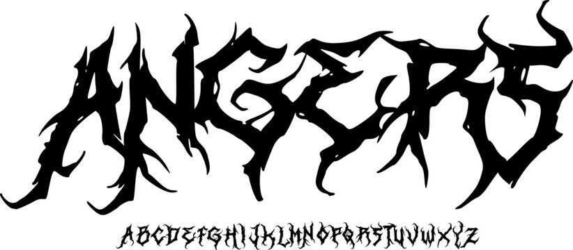 Angers Extreme Metal Font &ndash; Brutal Sharp Alphabet Typeface with Chaotic Horror Style for Death Metal Logos, Album Covers & Underground Graphic Design