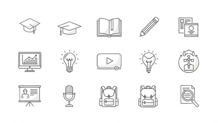 Fototapeta premium Education Icons Set Of Learning Symbols.