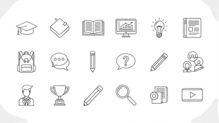 Obraz premium Educational icons set of learning symbols collection.
