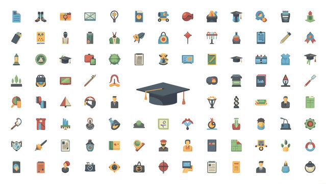 Collection of Educational and School-Related Icons.