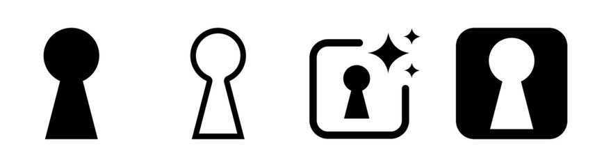 Key hole icon illustration on black transparent background in PNG vector format