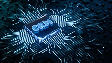 CRM System and Customer Relationship Management Technology Concept Illustrated on a Processor.