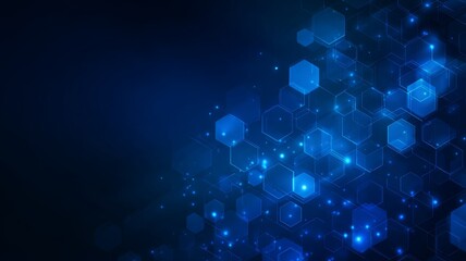 Abstract blue technology concept background with glowing circuits, futuristic data patterns, digital networking elements, and high-tech computing innovation design
