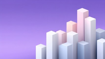 Abstract geometric shapes representing data visualization with pastel colors on a soft purple background for modern aesthetic and branding projects