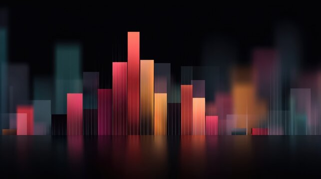 Abstract colorful bars representing data analysis with smooth gradients in dark background, ideal for business statistics and technology visualizations - Powered by Adobe