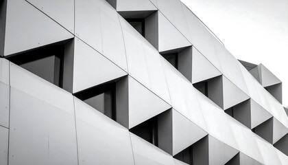 Fototapeta premium Modern architectural facade with triangular panels