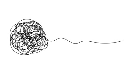tangled to straight line vector illustration. concept of mental health and inner peace