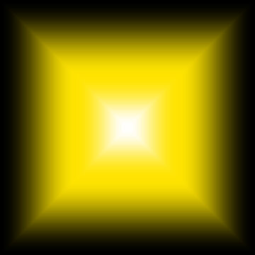 White square glow radiating through yellow into black edges, layered in symmetrical gradient depth