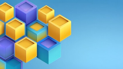 Obraz premium Colorful geometric shapes arranged on a blue background representing creativity, innovation, and modern design in a vibrant and dynamic composition