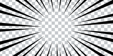 Comic book action line background. Manga speed frame, superhero action. Vector illustration