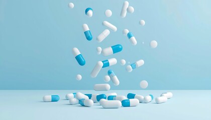 Medical science and healthcare concept background with 3d DNA helix structure and floating molecules.