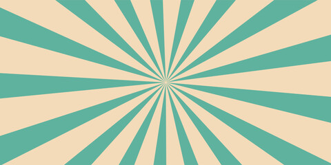 Retro background with rays or stripes in the center. Sunburst or sun burst retro background. turquoise colors. Vector illustration