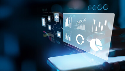 Big Data Visualization and Cloud Analytics Dashboard Displayed on a Digital Interface.