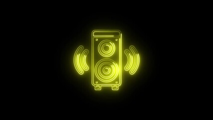 Speaker Icon Animation with Glowing Lines on Black Background