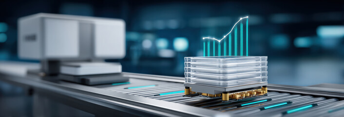 Biotechnology growth analysis with digital chart showing success business profit