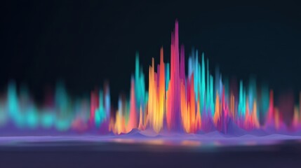 Colorful abstract sound wave visualization with vibrant peaks and soft gradients representing audio analysis or music digital waveform concept