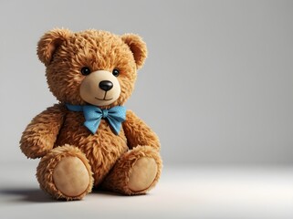 Obraz premium Teddy bear plush toy wearing blue bow tie