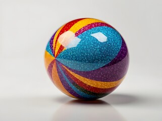 Colorful glossy ball with vibrant spiral pattern