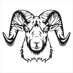Stylized Ram Head Icon With Curved Horns
