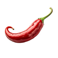 Fresh Red Chili Pepper Curved Isolated On Transparent Background