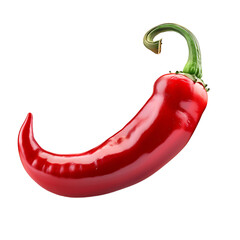 Fresh Red Chili Pepper Curved Isolated On Transparent Background