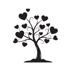 Tree of love with heart shaped leaves