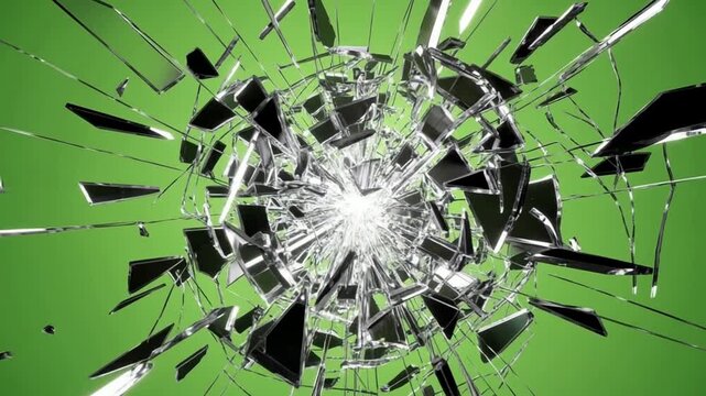 Shattering Glass Explosion with Green Background 3 D Animation Abstract Visualization 3D animation