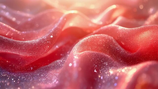 キラキラ光る繊細なオーガンジー布と幻想的な光のグラデーション　赤