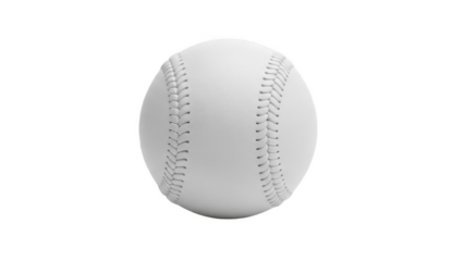 Minimalist all white baseball with embossed stitching pattern and matte finish isolated on clean background, blank practice ball ideal for training drills, custom logos, crafts and decor

