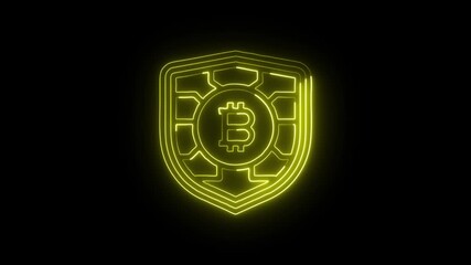 Shield Icon Animation with Glowing Lines on Black Background