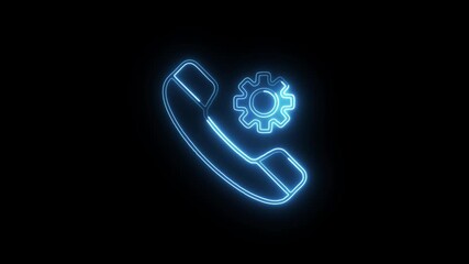 Setting Icon Animation with Glowing Lines on Black Background