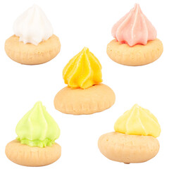 Cream cookies isolated on white background