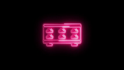 Server Control Icon Animation with Glowing Lines on Black Background