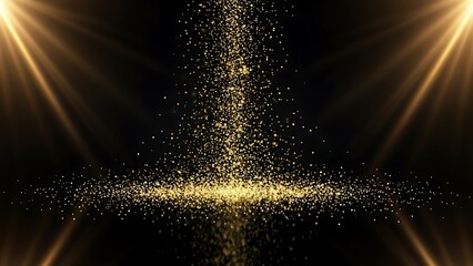 Happy new year celebration with sparkling golden lights and fireworks