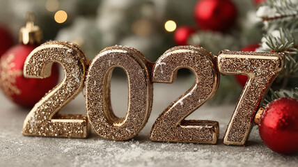 Golden 2027 numbers celebrating new year holiday season