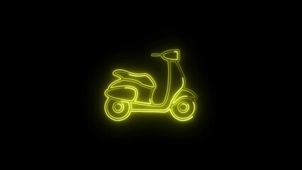 Scooter Icon Animation with Glowing Lines on Black Background