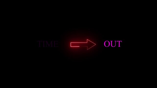 Futuristic time out text animation for digital interface and warning concept