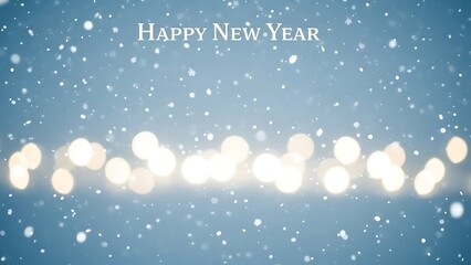 Happy new year wishes and celebrations with snowflakes and sparkling lights
