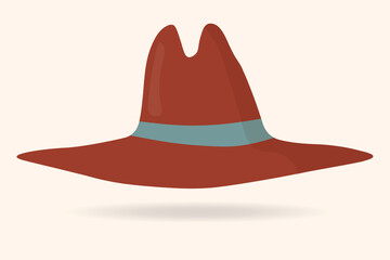 Elegant woman's hat isolated on white background. Headgear vector illustration for woman, girl or ladies. Summer sun protection. Doodle vector art. Single icon. Fashion flat sketch.