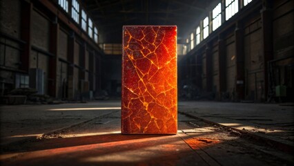 Fiery Cracked Red and Orange Vertical Texture in Industrial Setting