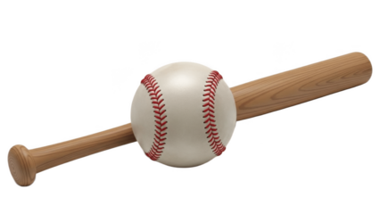 Classic wooden baseball bat with natural grain finish balanced under a regulation white ball with red stitching, timeless symbol of America’s pastime and essential kit for players

