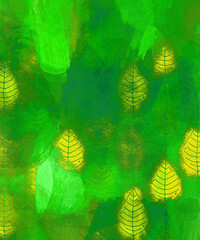 Hand-Painted Leaf Pattern &ndash; Botanical Watercolor Background with Organic Texture